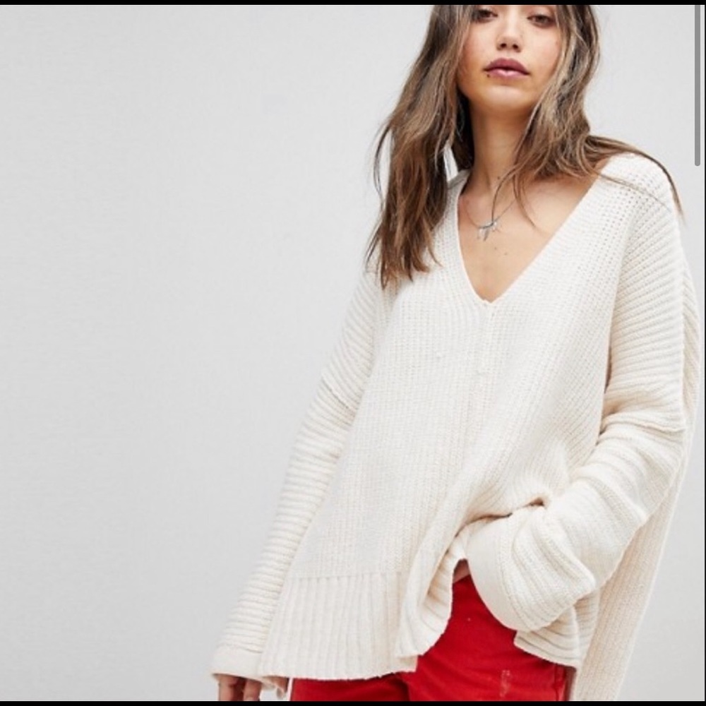 NWOT Free People Take Over Me V-Neck Sweater